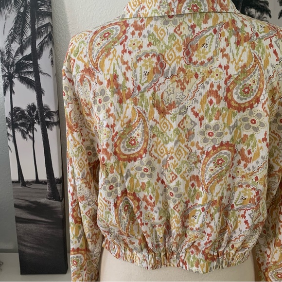 Christian Siriano Longsleeve V-Neck faux wrap top w/Ikat, paisley + floral print - Picture 10 of 10